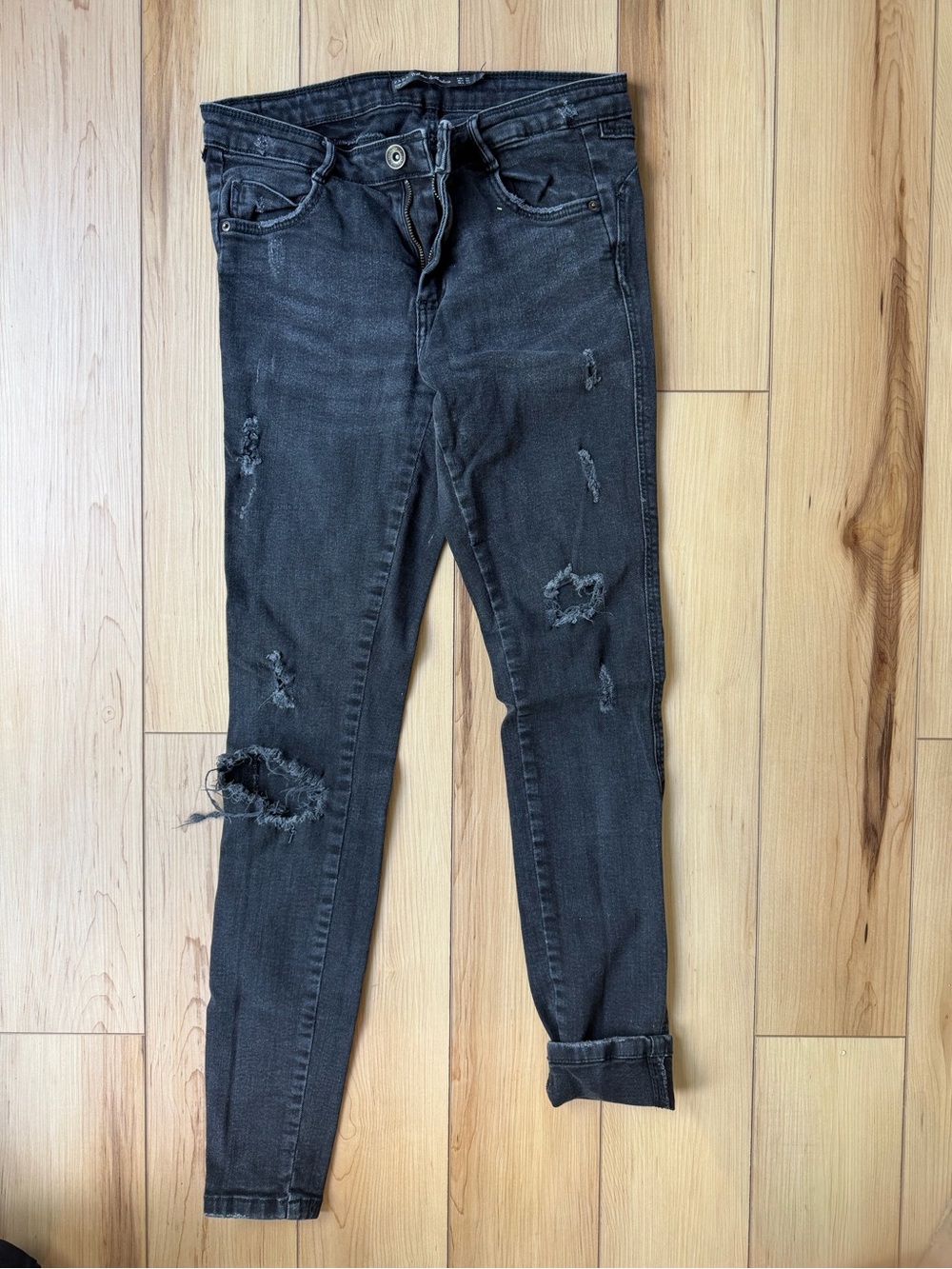 Zara Black Distressed Skinny Jeans